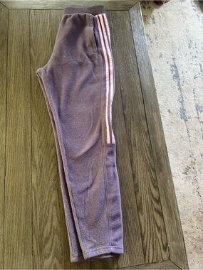 Women’s adidas Purple Fleece Joggers with Pink Stripe